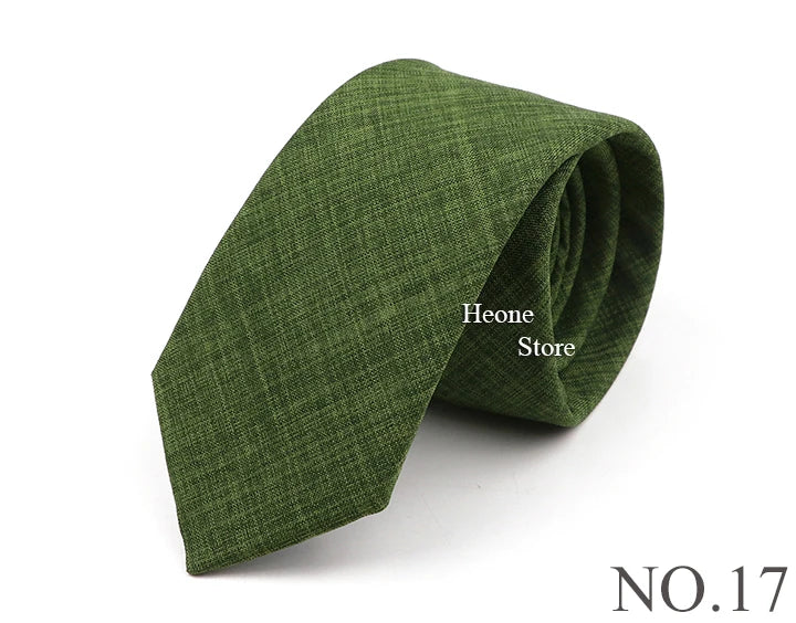 Novelty New Solid Color Ties For Men 100%Cotton Handmade High Quality Necktie Pink Green Orange 6.5cm Skinny Slim Ties Accessory