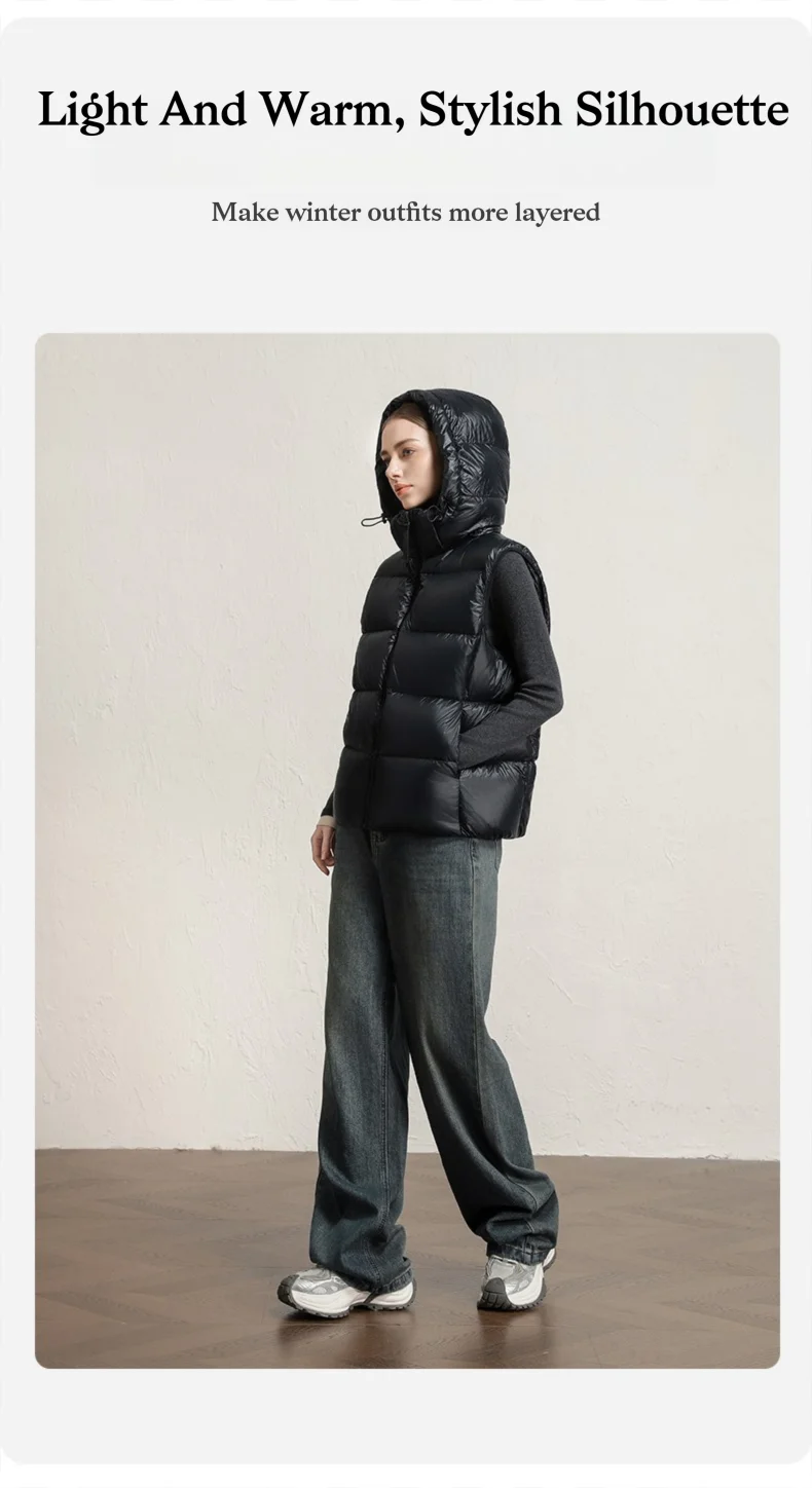 CLARKE QUEEN 2025 Duck Down Vest Jacket for Women Light Weight Padding Winter Outerwear Puffer Casual Warm Thickened Short Coat
