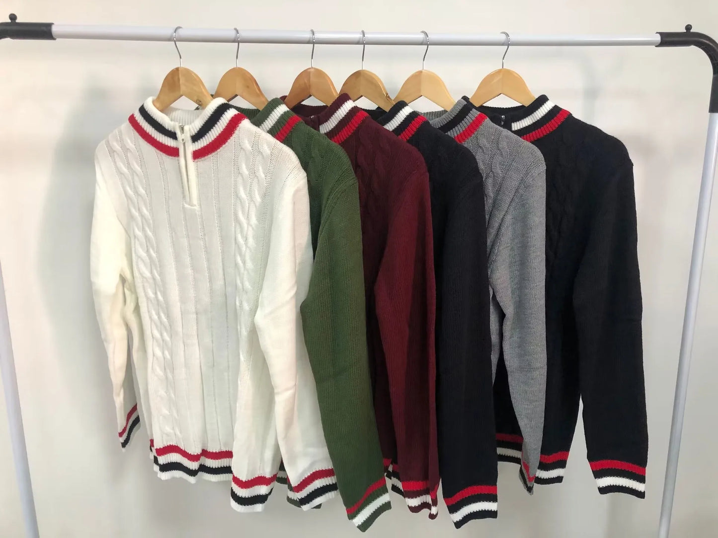 Men Pullovers Sweaters Turtleneck Zipper Thick Tops Full Sleeve Splice Simple Slim Fit Top Knit Casual Regular Autumn Winter