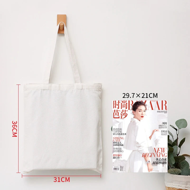Wholesale Custom 50pcs/Lot Reusable Cotton Grocery Shopping Bags Printed logo High capacity Canvas Tote Bag