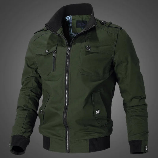Spring and Autumn New Men's Plus Size Workwear Jacket Korean Version Trendy Slim Fit Military Top Casual Windproof Warm Jacket