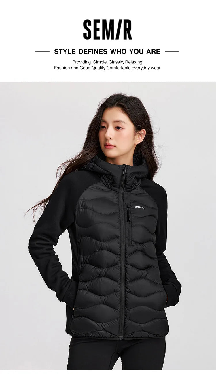 Semir Down Coats Women Slim Fit Patchwork Waterproof Fleece Raglan Sleeve 2025 Winter Clothes Woman New in Coats & Jackets