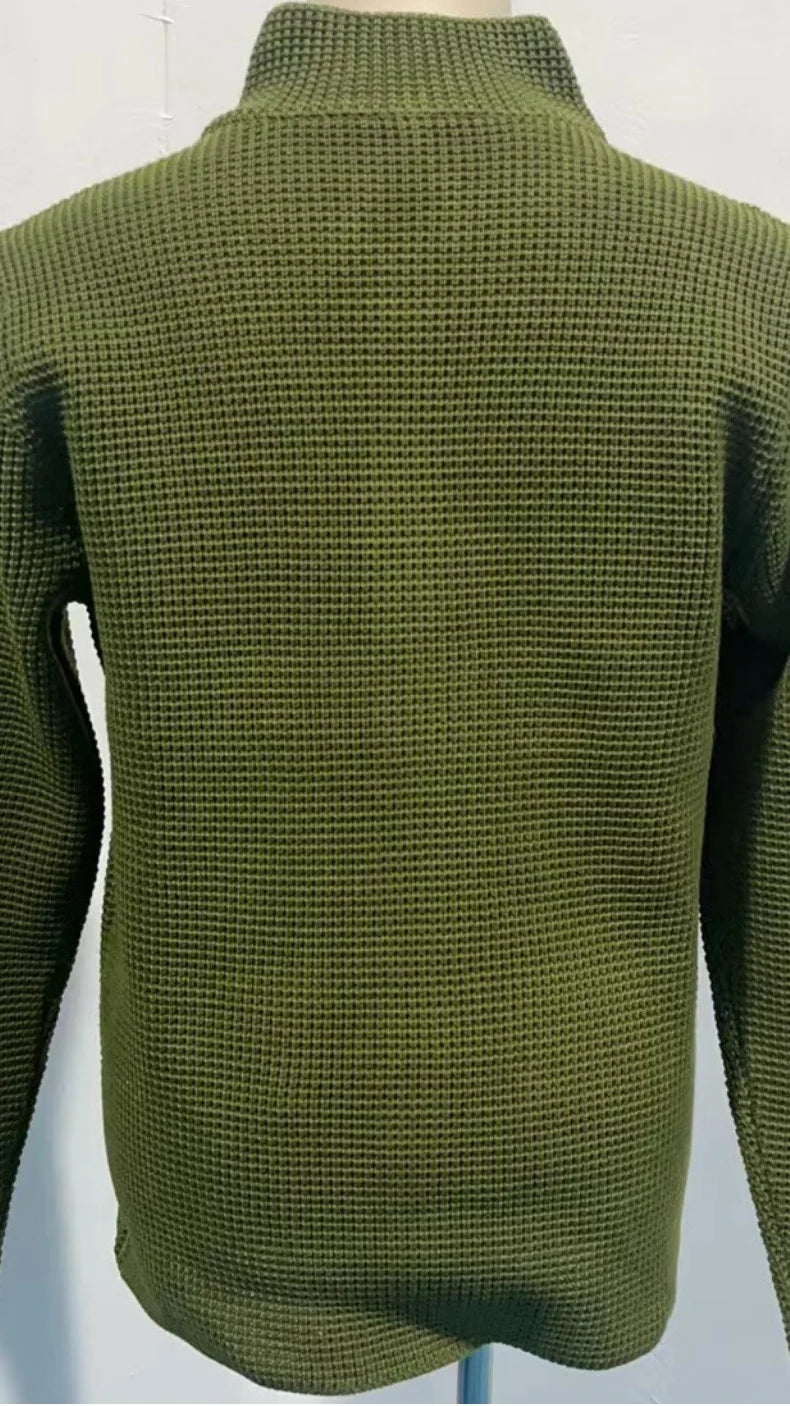 Sweaters Cardigan Men Coat Stand Collar Knitted Open Stitch Full Sleeve Splice Single Breasted Sweater Coats Autumn Winter