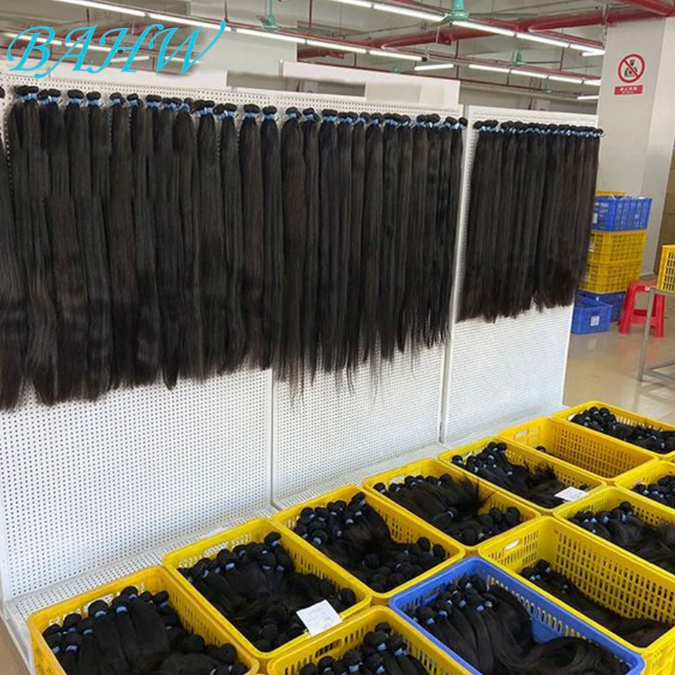 30 Inch Indian Raw Virgin Unprocessed 100% Virgin Human Hair Kinky Straight 1/2/3/4 PCS Bundles Yaki Straight For Black Women