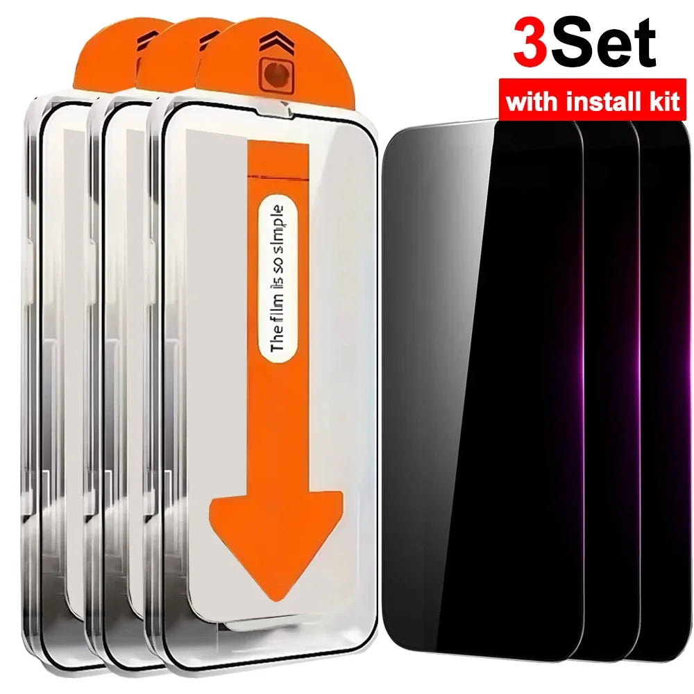 Anti Spy Tempered Glass Screen Protectors for IPhone 17/17 Air/17 Pro/17ProMax Private Film with Installation Frame for IPhone17