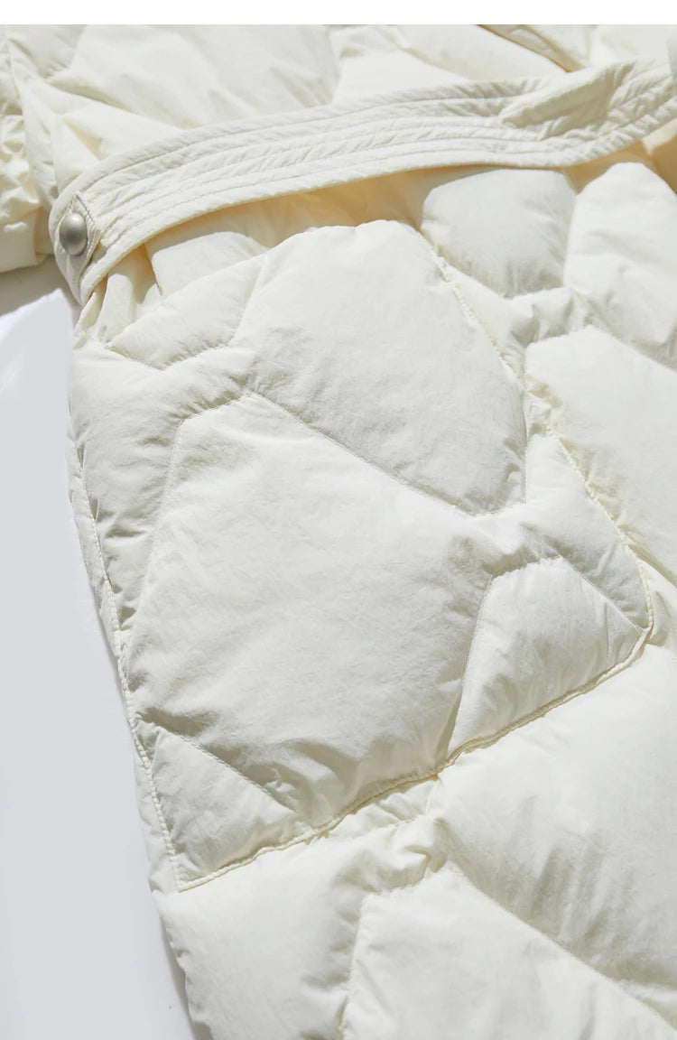 AMII Minimalism Down Jacket For Women 2025 New Blazer Collar Winter Lightweight Thermal Belt Diamond Solid Coat Female 12344061