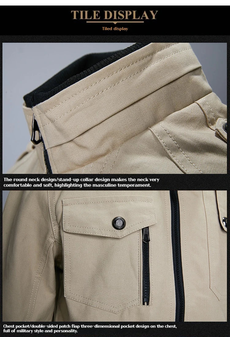 Spring and Autumn New Men's Plus Size Workwear Jacket Korean Version Trendy Slim Fit Military Top Casual Windproof Warm Jacket