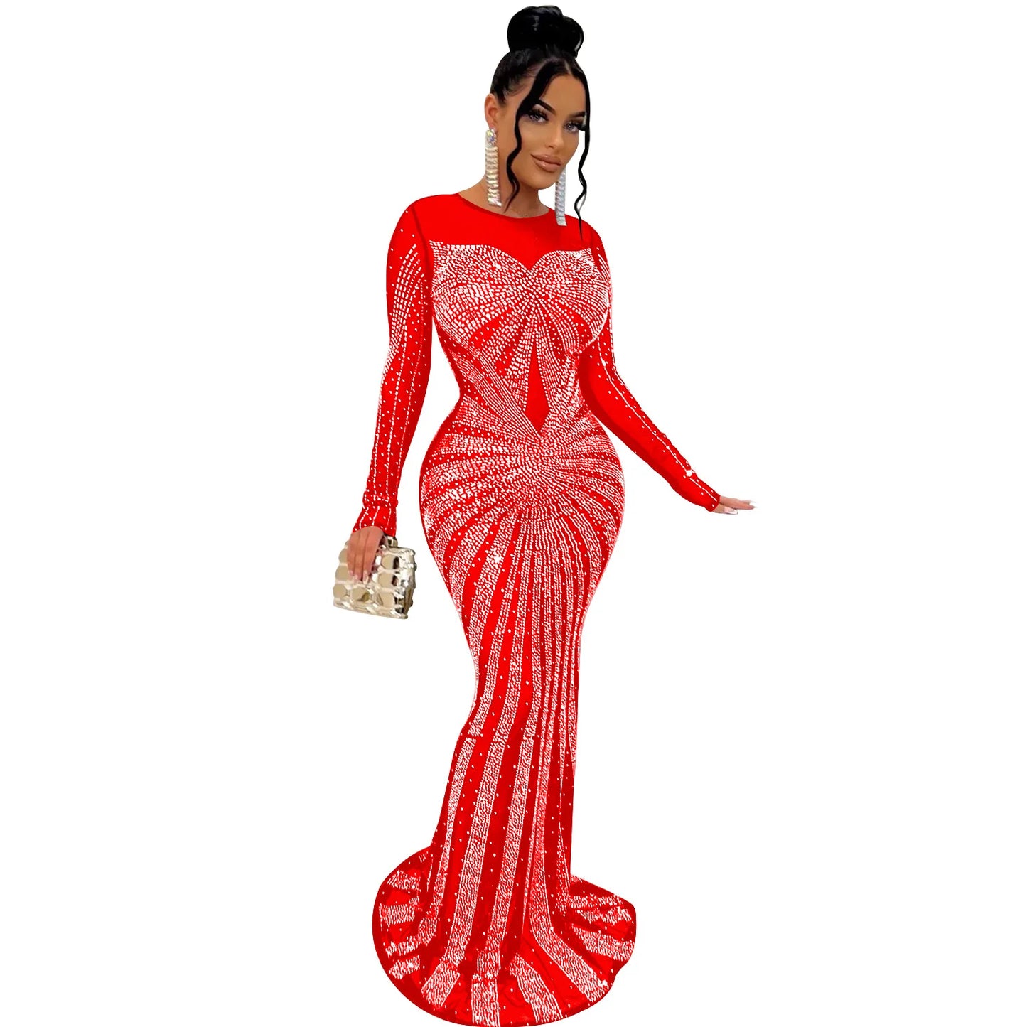 2023 African Maxi Dresses for Women African Fashion Sexy Dress Evening Women Party Club Mesh Bodycon Elegant Dresses