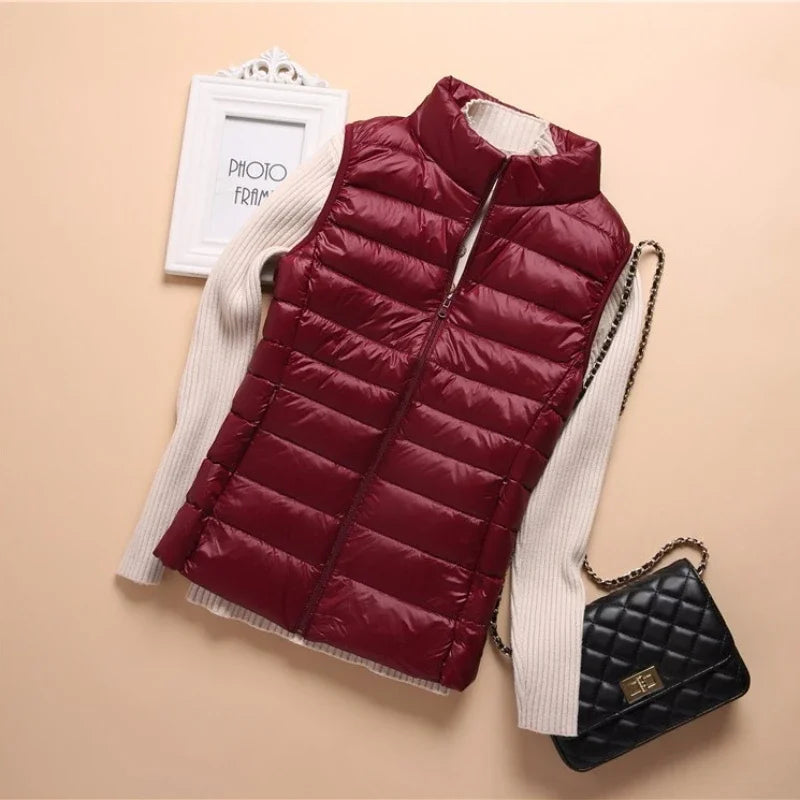 New Down Lightweight White Duck Down Vest Short Sleeveless Vest  Autumn/Winter Slim Fit Ultra Light Down Jacket Women Jackets