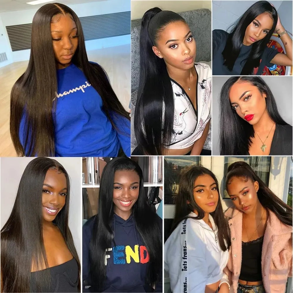 Straight Human Hair Bundles Unprocessed 12A Brazilian Remy 100% Human Hair Extensions Natural Black 8-30 Inch 1/3/4pcs Bundles
