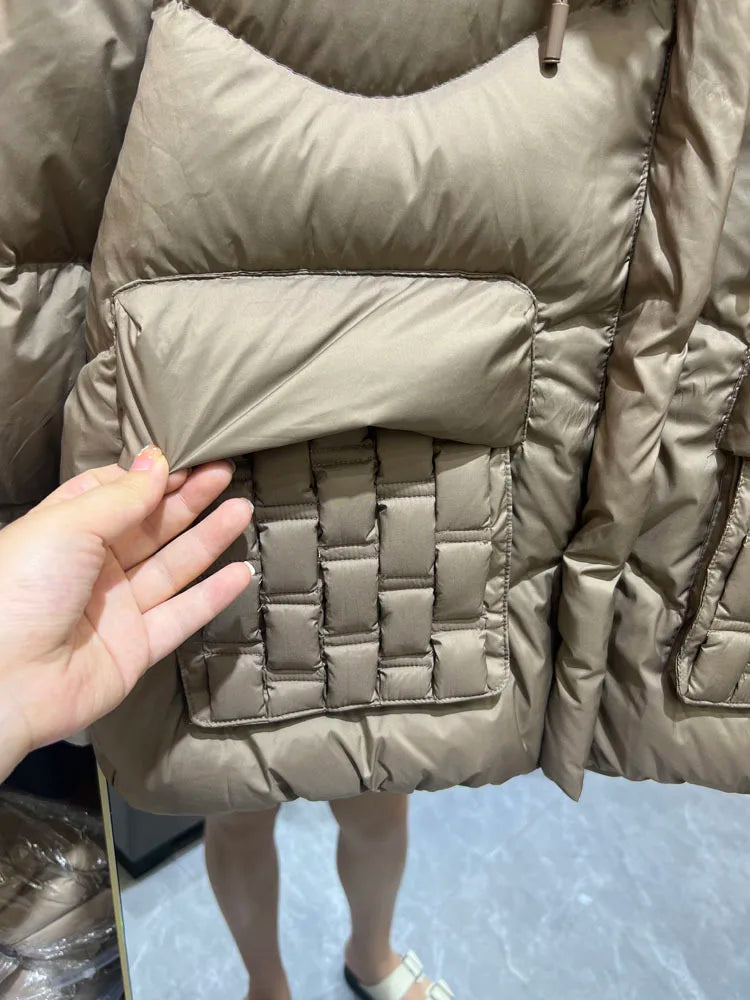 Fashion Hooded Parka Women's Winter Clothes 2023 New Short Bread Jacket CWhite Duck Down Coat Woman Large Size Overcoat