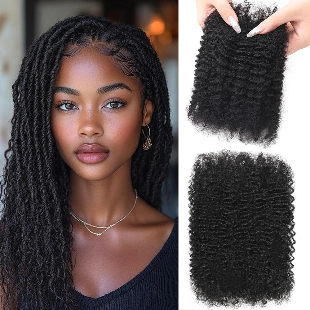 Afro Kinkys Bulk Human Hair for Dreadlocks Extensions 50g Afro Kinkycurly Human Braiding Hair Bundles for Mini Twist Repair Locs