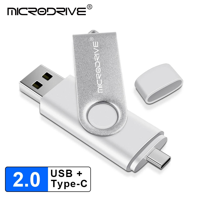 2 in 1 OTG Usb flash drive 256G 128GB 64GB Pendrive 32GB 16GB memory Stick 8GB 4GB Pendrive cle usb 2.0 key with Type C Adapter