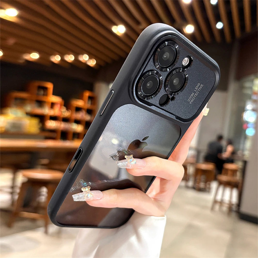 Luxury Magnetic Metal TPU Case For iPhone 17 16 15 14 Pro Max Plus Case Translucent Acrylic Hard Bumper Shockproof Protect Cover