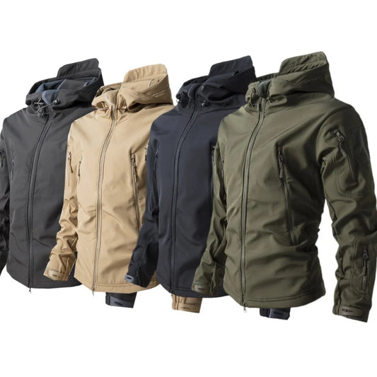 Men's Sharkskin Softshell Jacket Tactical Windproof Waterproof Jacket Men's Hooded CoatMen's Sports Waterproof Jacket 모터사이클 재킷