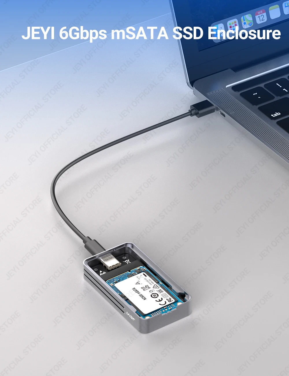 JEYI mSATA to USB 3.1 Gen2 10Gbps SSD Enclosure Adapter Case with Type C Port for mSATA Internal Solid State Drive Hard Drive