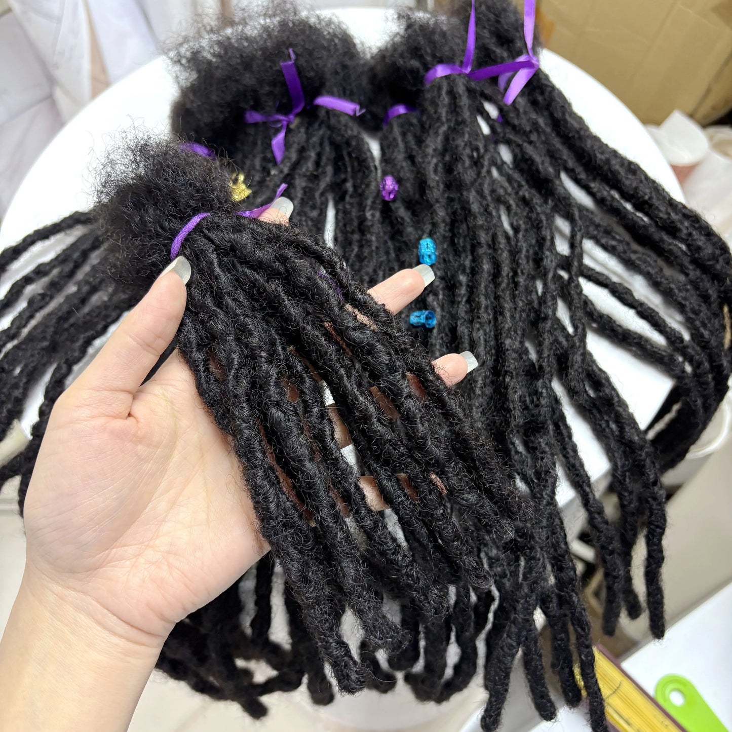 Loc Extension Human Hair 8-14inch 100% Human Hair Handmade Inter Loc Dreadlock Extension with Curly Ends for Men Women Kids
