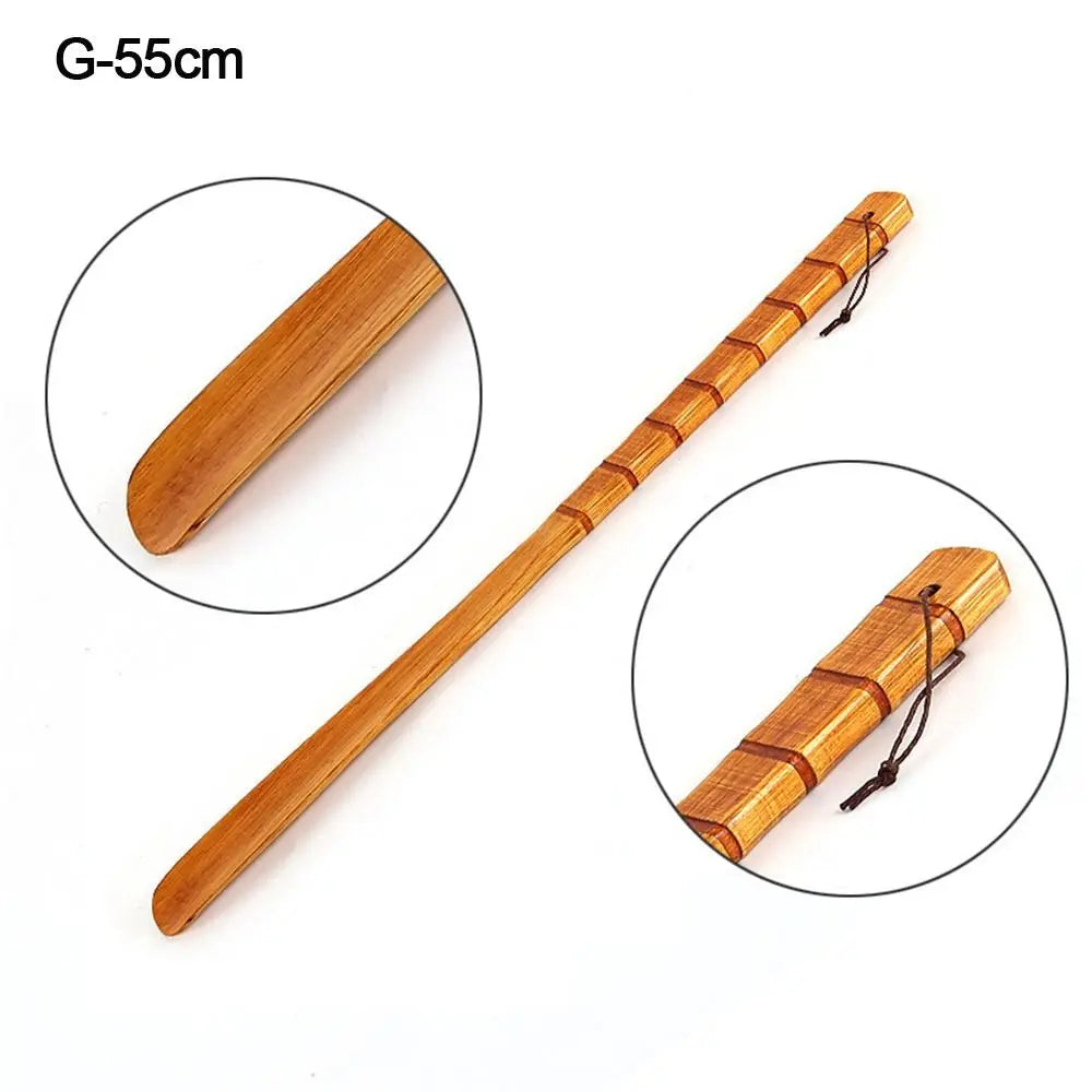 Wooden Shoe Horn Easy On Off Long Handle Hanging Loop Without Bending Over Shoe Horn For Seniors Pregnant Women