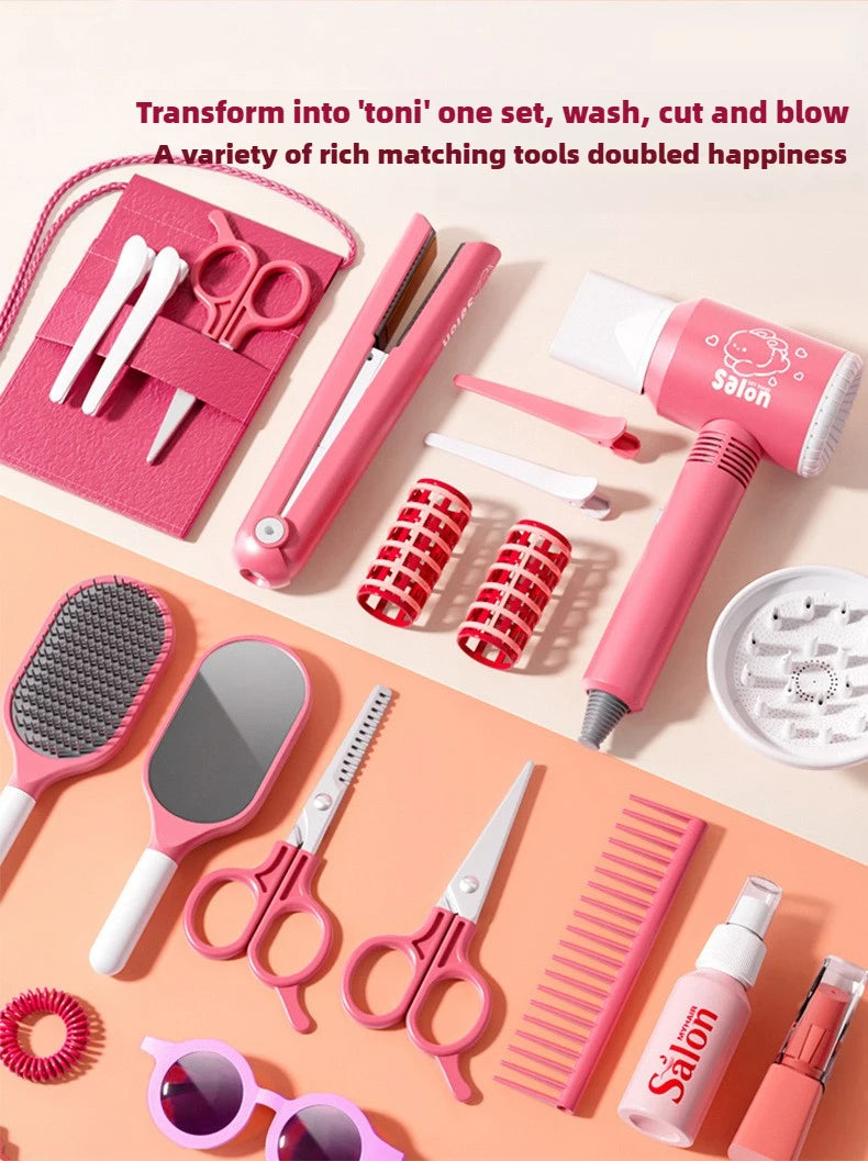 Make up Toys Simulation Haircut Kit Children's Hair Dryer Role Playing Game Educational Toys for Girls Pretend Play Kids Gifts