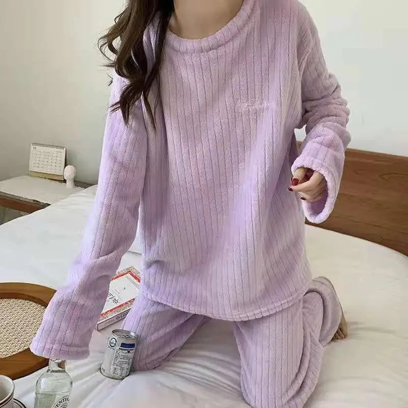 Winter Women's New Pajamas Homewear Suit Women's Fall and Winter Warm Clothes Coral Velvet Leisure Pajamas Padded Homewear