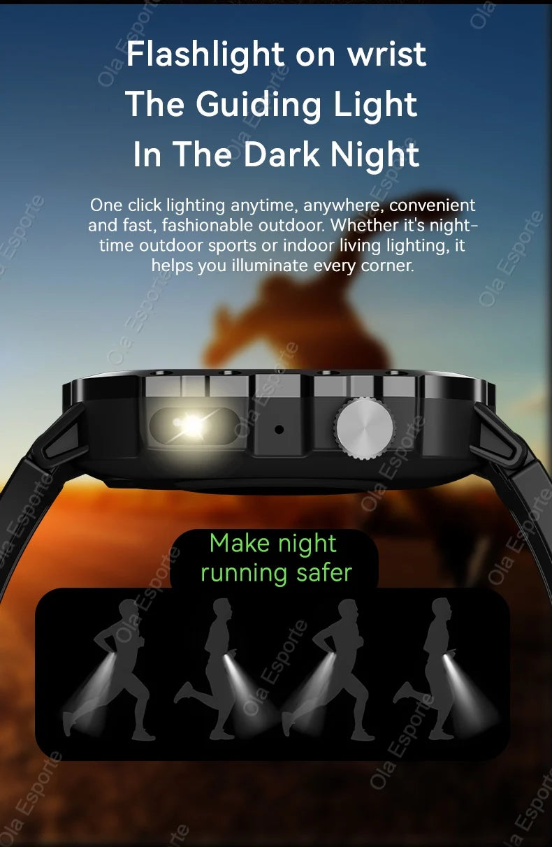 Outdoor Sports Smartwatch New 2025 2.01 inch HD Screen LED Flashlight Bluetooth Talking Smart Watch for Men Women Holiday Gift