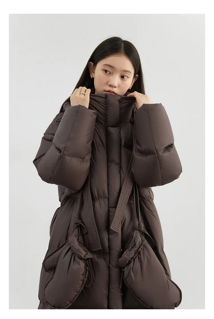 CHIC VEN New Women Down Coats Solid Loose Casual Hooded Down Jacket Female Soft 90 White Duck Down Coat Thick Autumn Winter 2024