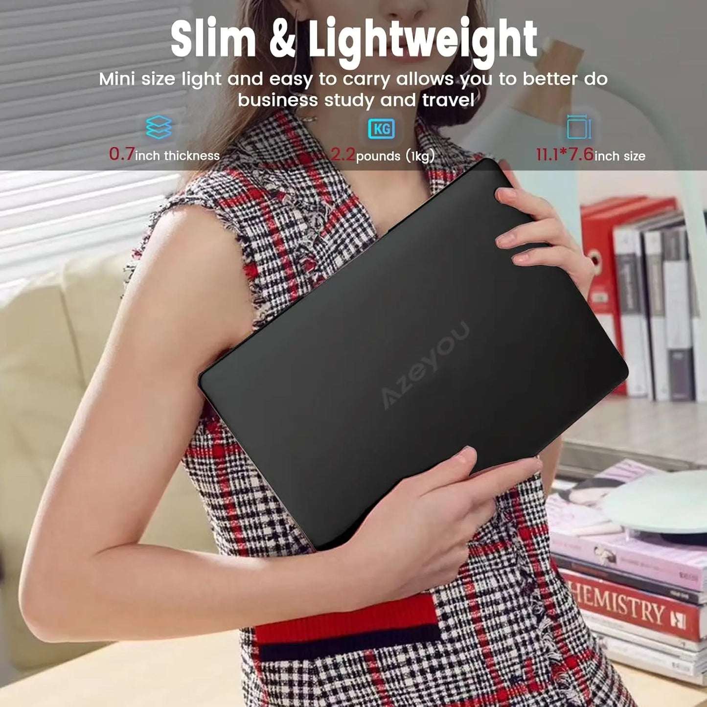 11.6 Inch Laptop, OS 11 Pro System Laptops, Slim and Lightweight Notebook HD Display, Russian- English Keyboard,Type_C 4000mAh