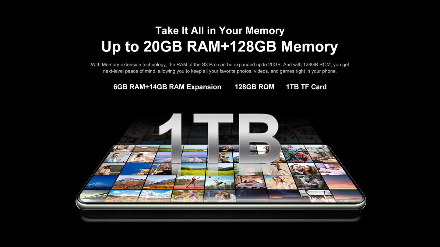 FOSSiBOT S3 PRO Smartphone 20GB +128GB 6.67" AMOLED Display Android 14  Mobile 8+64MP Camera NFC Cell Phone