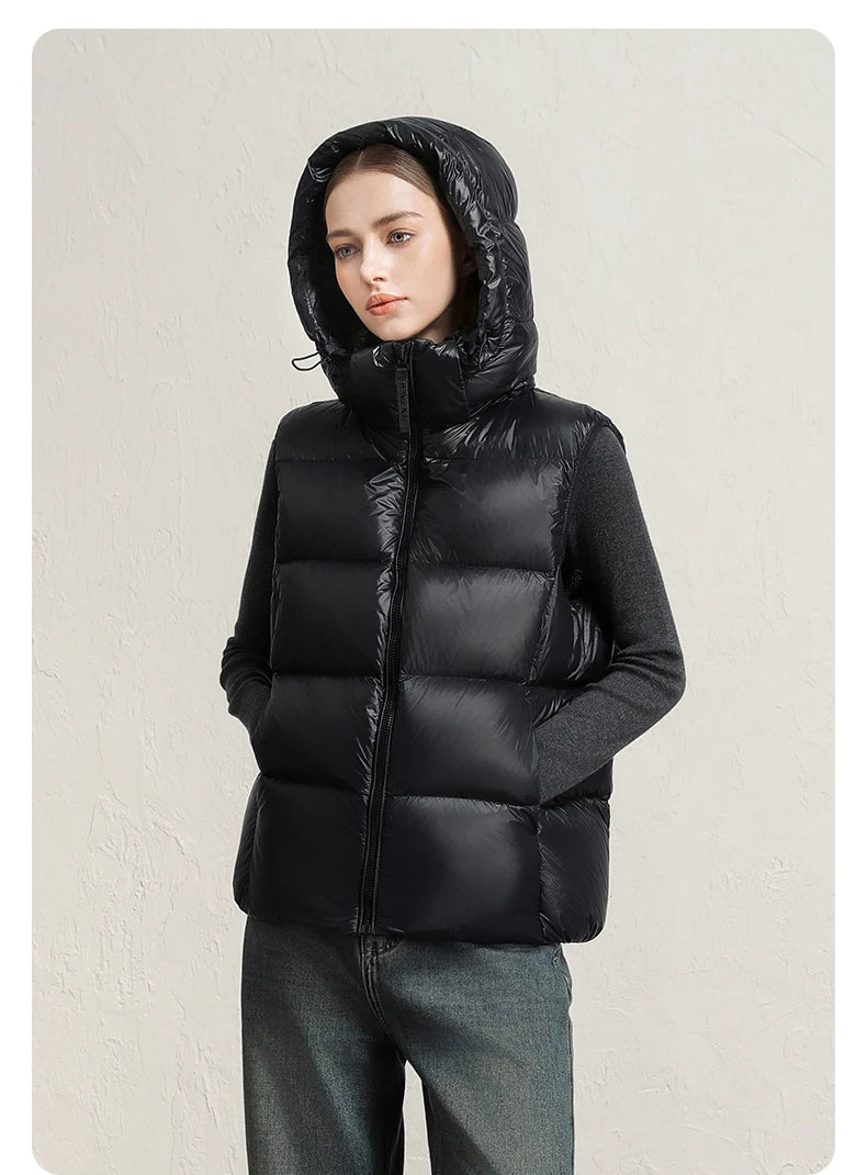 CLARKE QUEEN 2025 Duck Down Vest Jacket for Women Light Weight Padding Winter Outerwear Puffer Casual Warm Thickened Short Coat