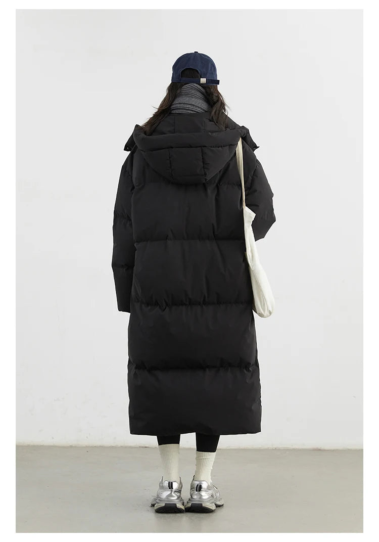 CHIC VEN Fashion Women Down Coats Hooded Thick Loose Solid Female 90 White Duck Down Jacket Ladies Topcoat Autumn Winter 2025