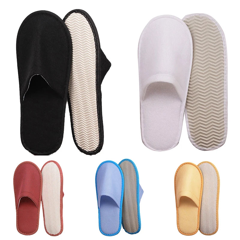 1 Pair Hotel Slippers Men Womens Top Quality Velvet Travel Disposable Cotton Home Hospitality Shoes Cheap SPA Guest Slides