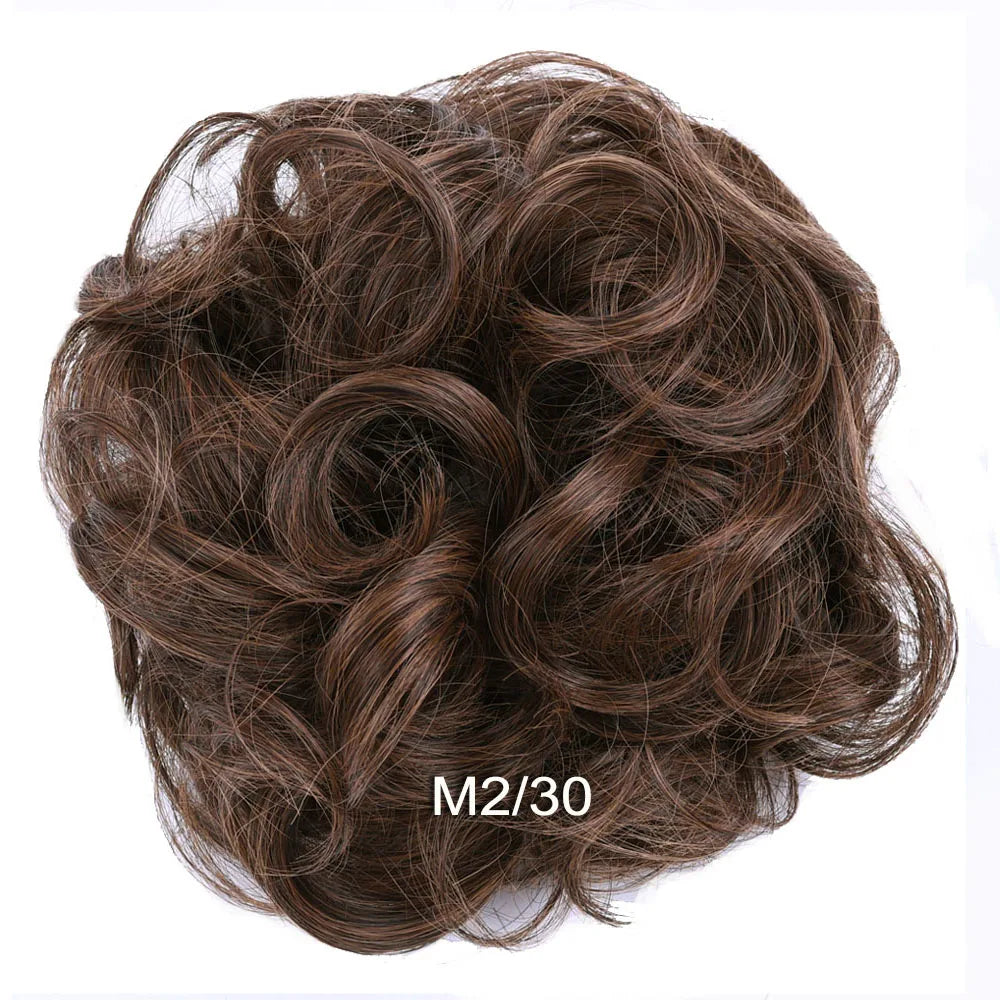Jeedou Synthetic Messy Curly Hair Bun Chignon Donut Pad Elastic Hair Rope Rubber Band Hairpiece For Woman
