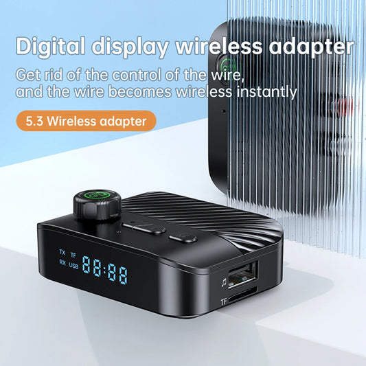 C68 Bluetooth 5.3 Wireless Receiver Transmitter Adapter Supports USB /TF Card for Headphones Speakers TV PC Car