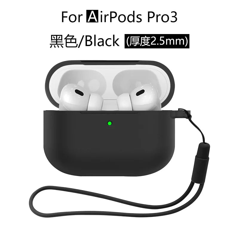 for AirPods Pro 3 Case Cover 2025 with Lanyard Soft Skin Silicone Protective Shockproof Case For AirPods Pro 3 Case Accessories