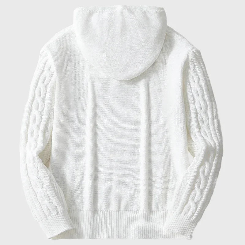 Sweatshirts Men Pullovers Sweaters Solid Casual Loose Splice Hooded Knitted Regular Thick Warm Tops Autumn Winter 2024