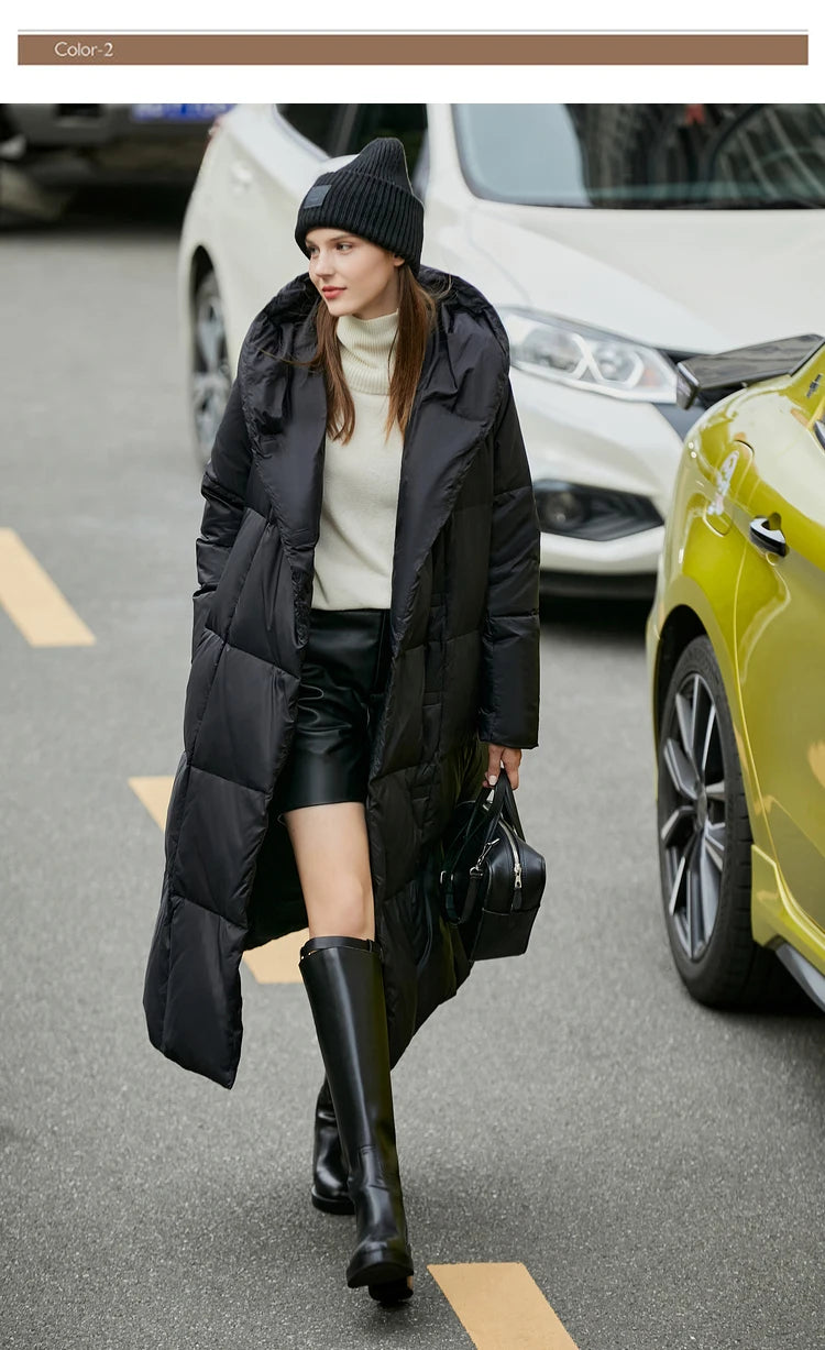 AMII Minimalist 2025 Down Jacket Coat Women Winter Warm Long Bread Puffer Coat Light Thick Quality Fashion Outerwear 12324060
