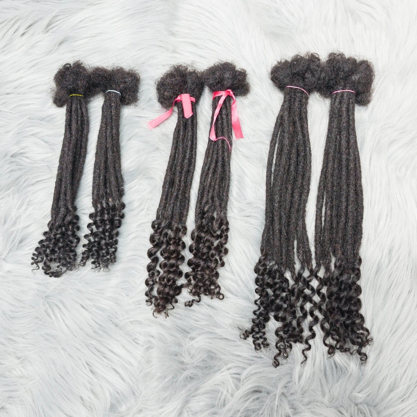 Natural Human Hair Dreadlock Extensions with Curly Ends 8-12 Inch Handmade Curled Tail Locks Extension for Women Men 10 Strands