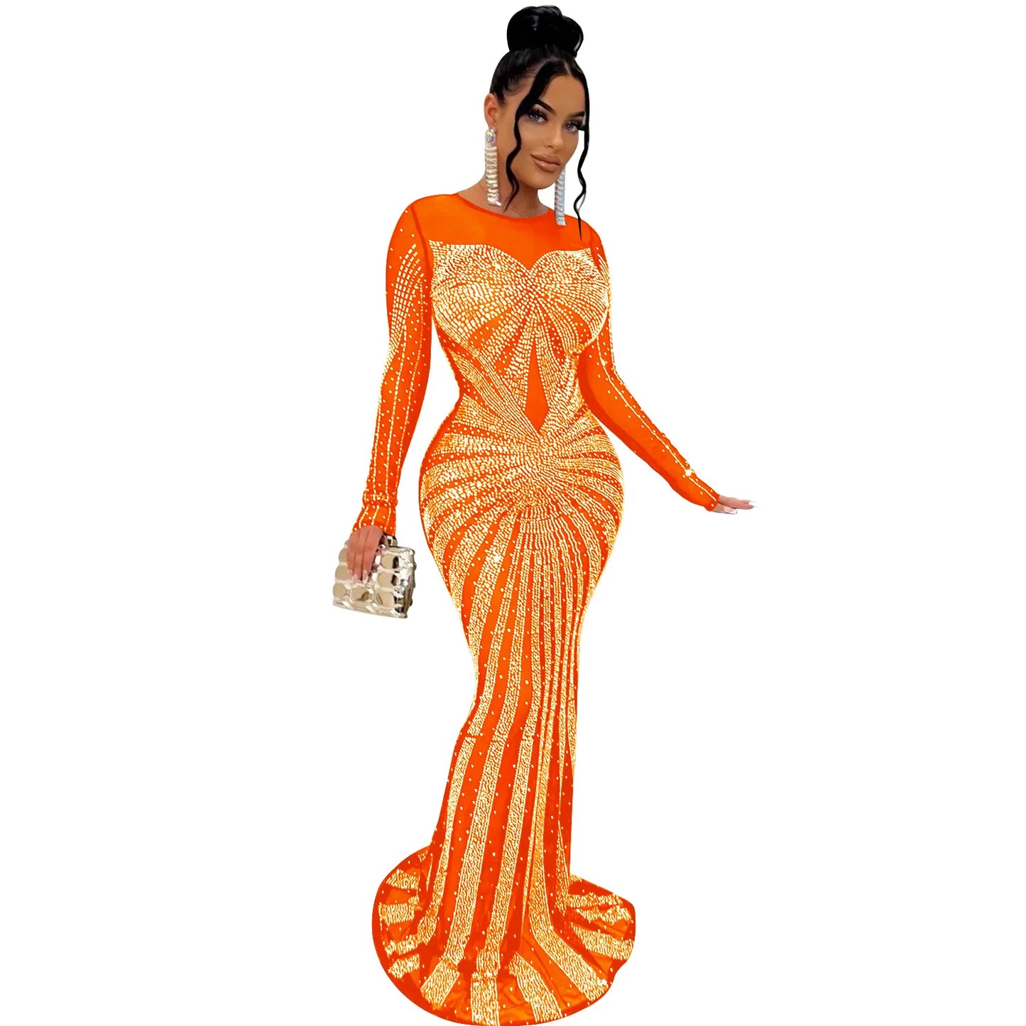 2023 African Maxi Dresses for Women African Fashion Sexy Dress Evening Women Party Club Mesh Bodycon Elegant Dresses