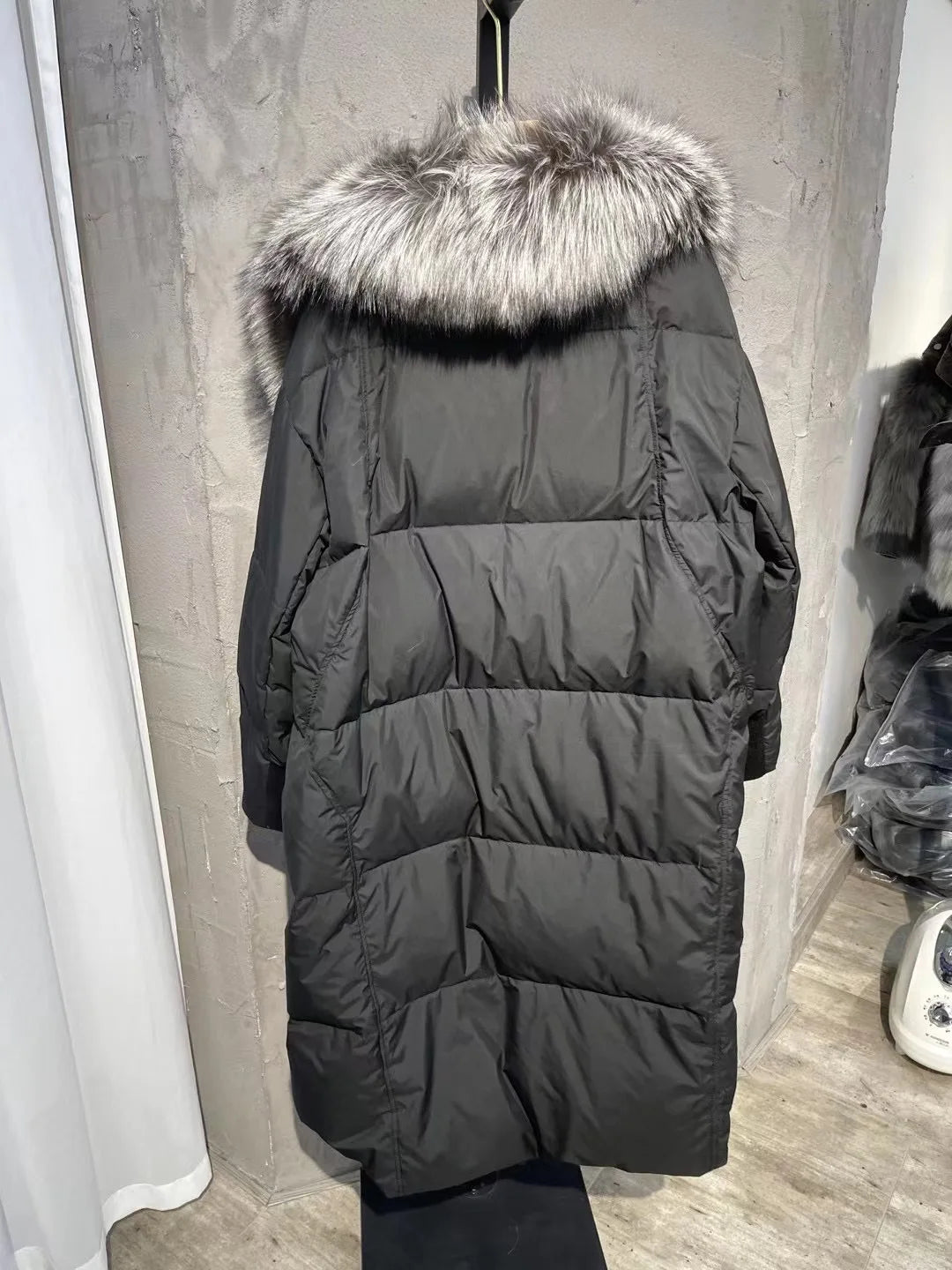 New Winter Coat Women Goose Down Jacket Long Thick Warm Oversized Real Fox Fur Collar Luxury Fashion Outerwear Streetwear