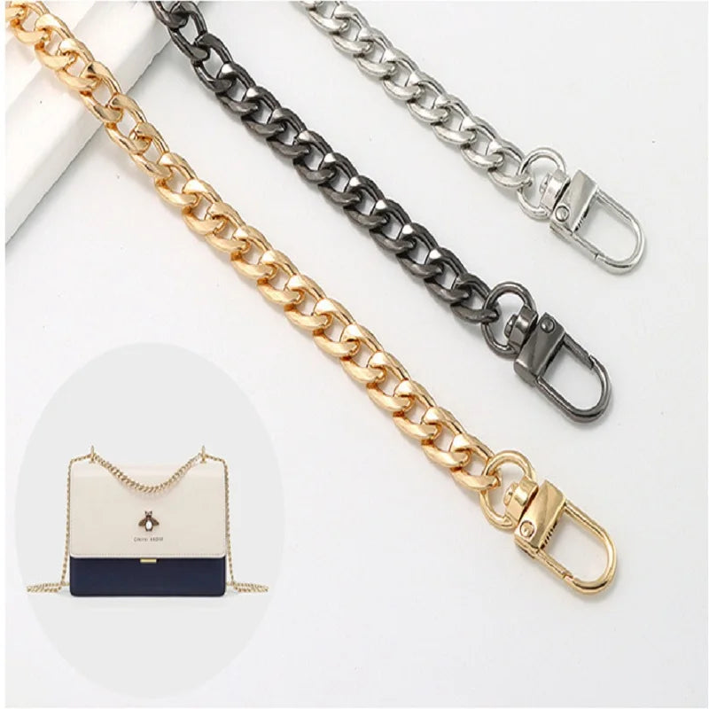 316L Stainless steel and Pearl Gold Silver Black Base Link Bag Chain Parts Accessories Strap Women Kpop Thick Belt Handbag