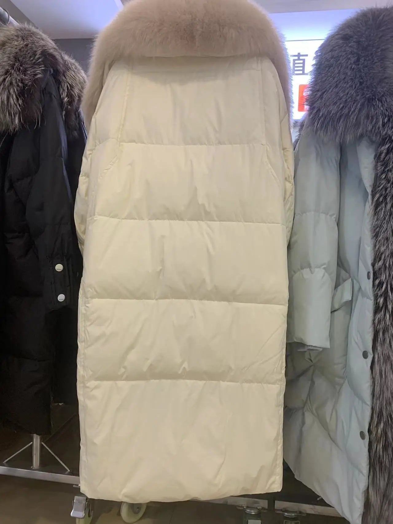 New Winter Coat Women Goose Down Jacket Long Thick Warm Oversized Real Fox Fur Collar Luxury Fashion Outerwear Streetwear