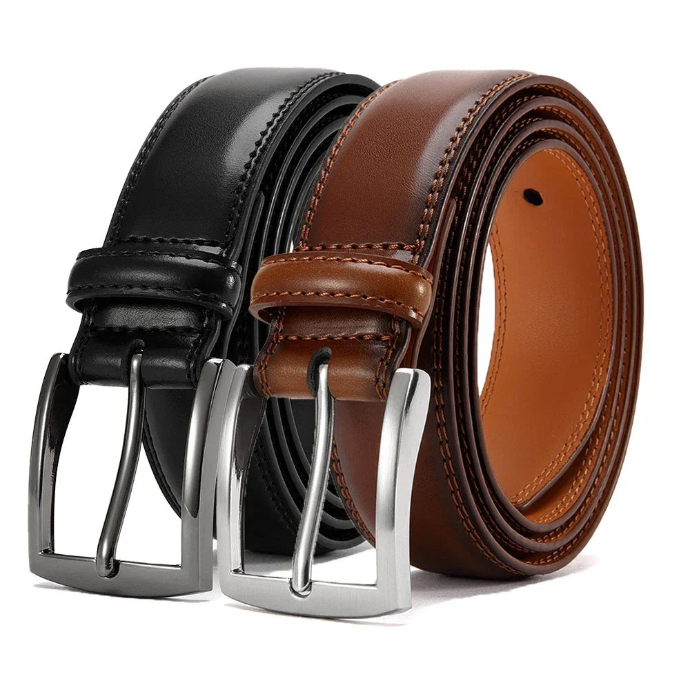 Men's Leather Belt Needle Buckle Belt Trendy New Casual Genuine Leather LONG Large Belts Cowhide Men's Belt Plus Size Men Belts