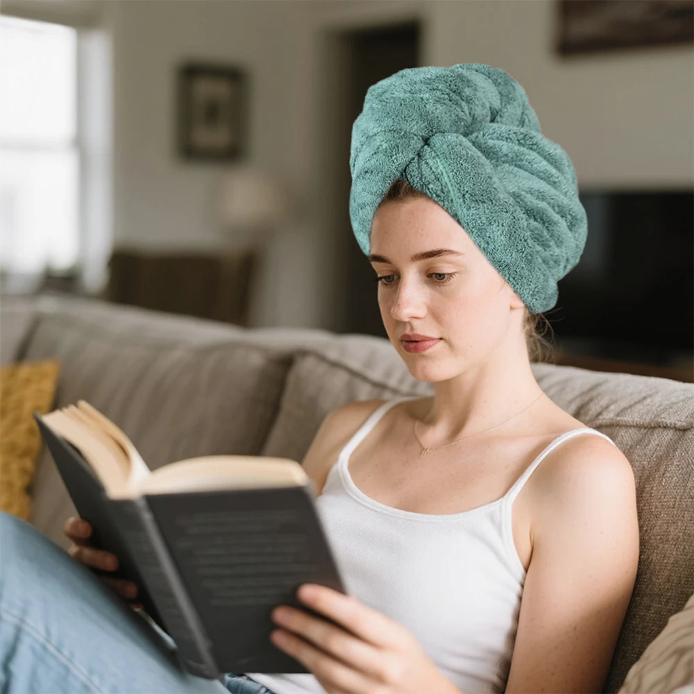 Wide tailed dry hair cap, hair towel for home use, soft and skin friendly, quick water absorption, not easy to shed hair