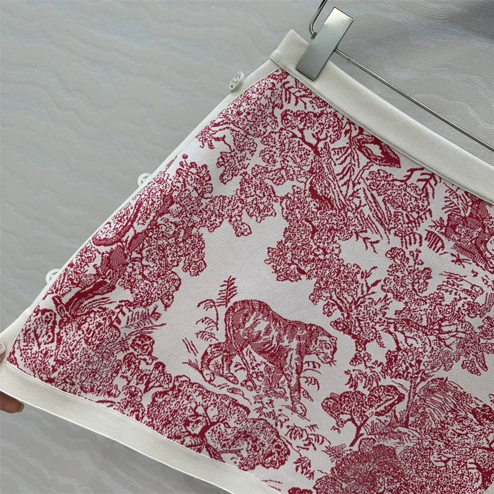 Women's Clothing 2025 Early Autumn New Style Temperament Jungle Jacquard Knitted Cardigan Top+French Elegant Half Skirt Two-Piec