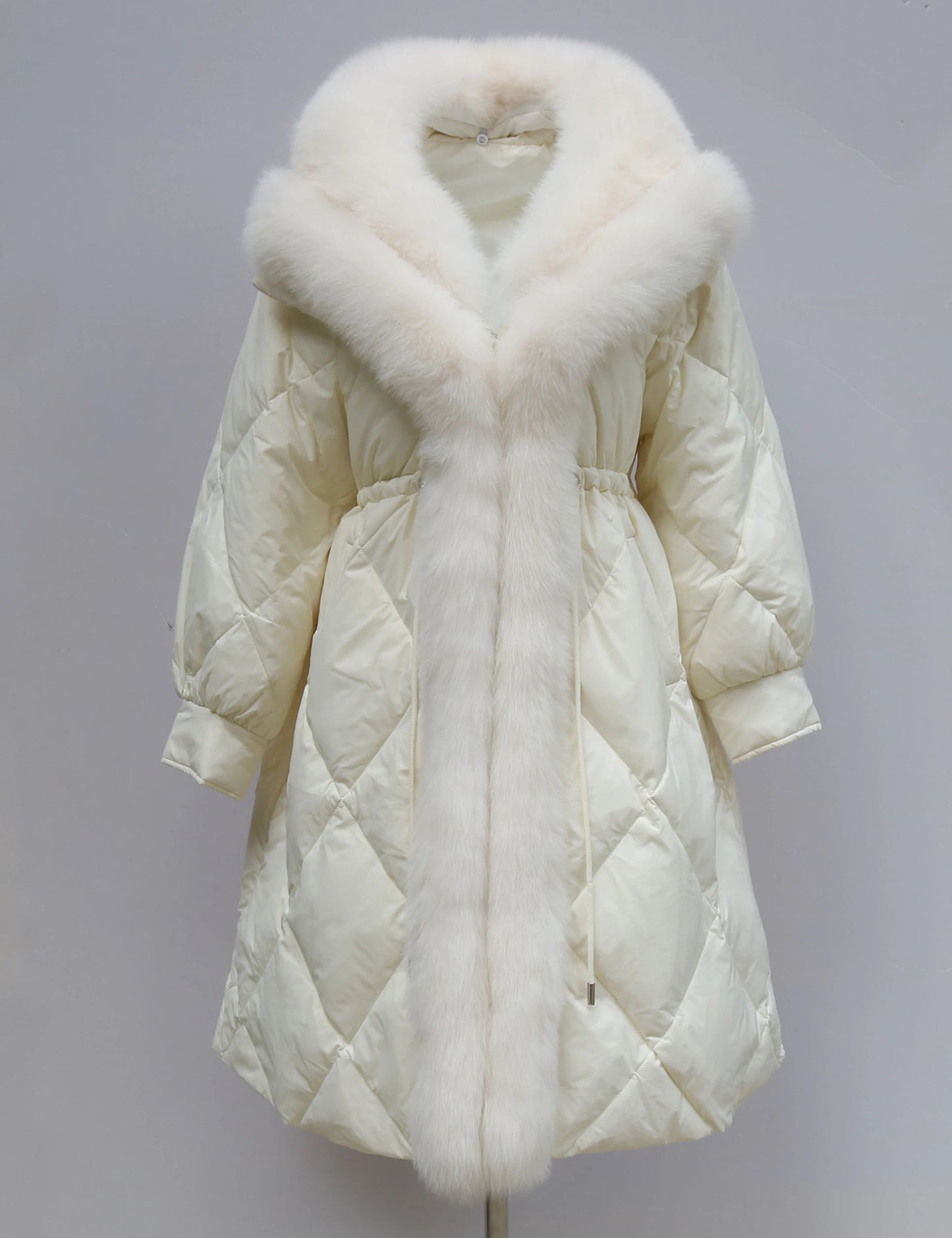 New Winter Coat Women Goose Down Jacket Long Thick Warm Oversized Real Fox Fur Collar Luxury Fashion Outerwear Streetwear