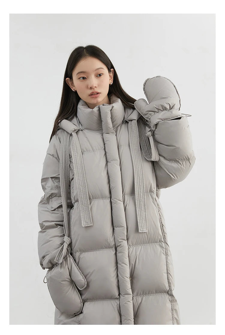 CHIC VEN New Women Down Coats Solid Loose Casual Hooded Down Jacket Female Soft 90 White Duck Down Coat Thick Autumn Winter 2024