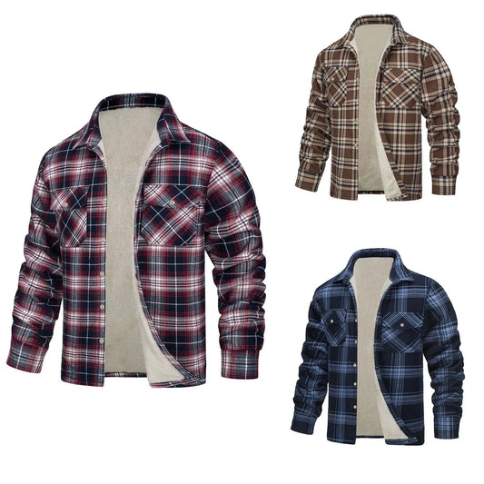 Men Autumn And Winter Fashion Casual Check Square Lapel Pocket Hoodless Fastening 2024 Winter Fashion Comfort Men's Jacket