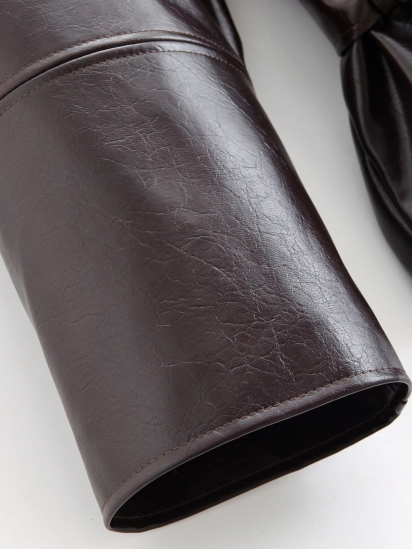 Women's clothing 2025 early autumn new fashionable simple temperament belt lapel imitation leather windbreaker