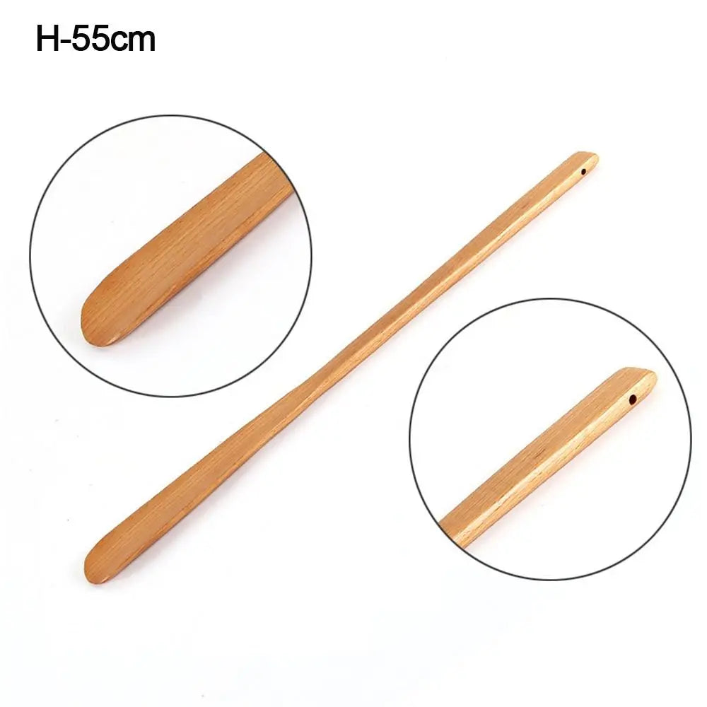Wooden Shoe Horn Easy On Off Long Handle Hanging Loop Without Bending Over Shoe Horn For Seniors Pregnant Women