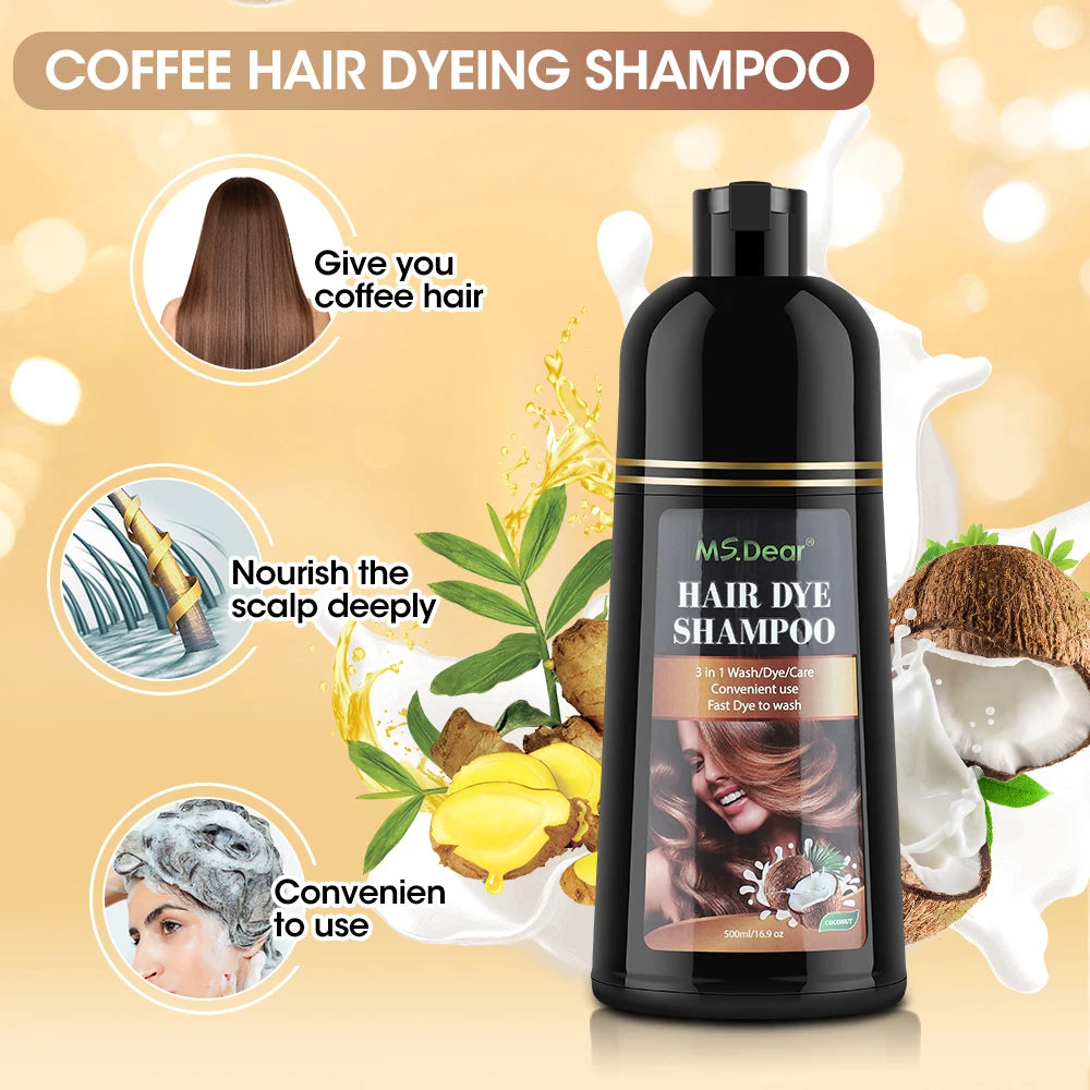 Hair Color Shampoo for Gray Hair 3 in 1 Black Hair Dye Shampoo for Women&Men Natural Herbal Safety Nourishing Hair Care Cream